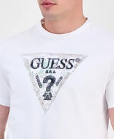 Guess Men's Short Sleeve Triangle Logo Crewneck T-Shirt