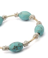 Robert Lee Morris Soho Turquoise Stone Bead Wire Bangle Bracelet