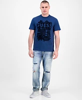 Guess Men's Short Sleeve Flock Box Crewneck T-Shirt