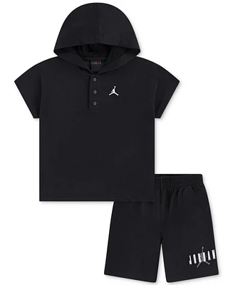Jordan Little Boys Henley Hoodie & Shorts, 2 Piece Set
