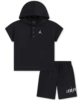 Jordan Little Boys Henley Hoodie & Shorts, 2 Piece Set