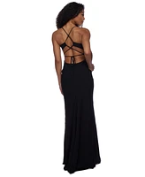 Alex & Sophia Juniors' Keyhole-Front Strappy-Back Gown