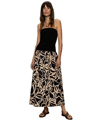 Sanctuary Women's Meet Me At Sea Printed Strapless Midi Dress