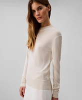 Calvin Klein Women's High Shine Classic Crewneck Sweater