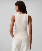 Calvin Klein Women's Ribbed Button-Front Tank Top