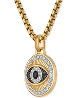 Esquire Men's Jewelry Lab-Created Blue Sapphire (1/4 ct. t.w.) & Diamond (1/4 ct. t.w.) Evil Eye 22" Pendant in 14k Gold Plated Sterling Silver, Exclu