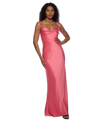 Alex & Sophia Juniors' Cowlneck Shoulder-Tie Gown