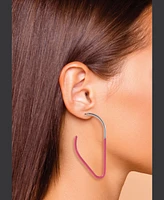 Laundry by Shelli Segal Silver Tone and Pink Enamel Post Triangle Earrings