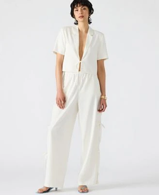 Steve Madden Womens Fia Short Sleeve Blazer Fia Side Tie Wide Leg Pants