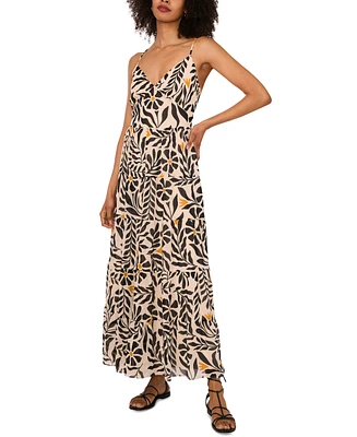 1.state Women's V-Neck Empire-Waist Tiered Maxi Dress