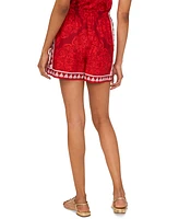 1.state Women's Printed Cotton Drawstring-Waist Shorts