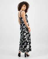 Jamie & Layla Petite Repeat Wood Ring Sleeveless Maxi Dress