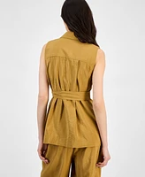 Anne Klein Women's Sleeveless Tie-Waist Patch-Pocket Jacket