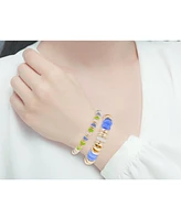 Laundry by Shelli Segal Gold Tone and Multi Color Disc 2pc Stretch Bracelet Set