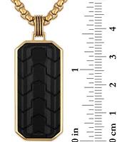 Esquire Men's Jewelry Carbon Fiber Dog Tag 22" Pendant Necklace in Black & Gold-Tone Ion Plated Stainless Steel, Exclusively at Macy's