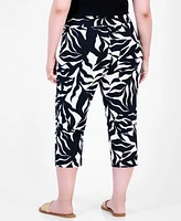 I.n.c. International Concepts Plus Printed Pull-On Capri Pants, Exclusively at Macy's