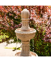 Cyprus 39" H 3-Tier Outdoor Water Fountain - Polyresin Feature for the Patio, Garden, or Yard Gray