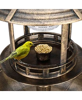 Outdoor Garden Birdbath with Solar Light for Illuminated Decor
