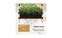 Rustic Wooden Flower Shelf with Planter Box for Outdoor Use