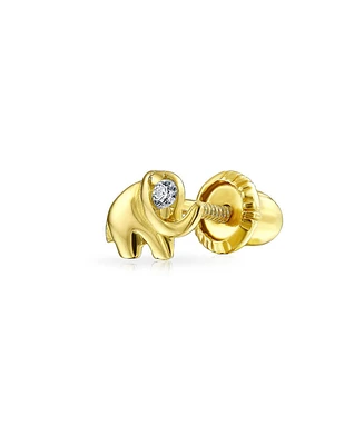Bling Jewelry Tiny Cz Accent Lucky Elephant 14K Gold Cartilage Ear Stud Earring Screw Back
