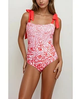 Jessie Zhao New York Women's Red Blossom Reversible One-Piece Swimsuit