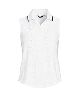 Lands' End Women's Sleeveless Eyelet Active Polo Top