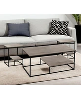 Set of Three Metal Coffee Tables with Shelf for Storage and Display