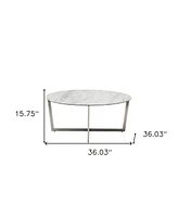 Metal Round Coffee Table for Modern Living Room or Office Decor