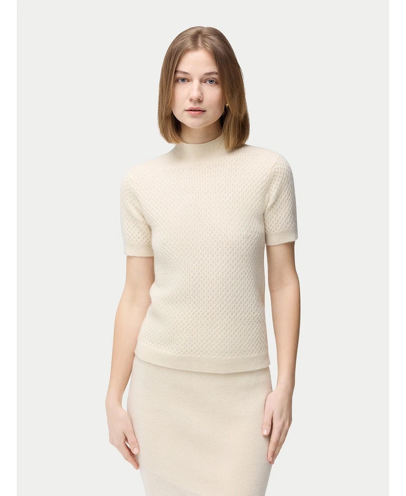Gobi Cashmere Women's Short-Sleeve Textured Cashmere Top