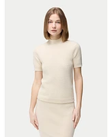 Gobi Cashmere Women's Short-Sleeve Textured Cashmere Top
