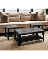 Set of Three Coffee Tables with Shelf for Storage and Display