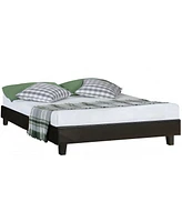 Solid & Manufactured Wood Bed Frame – Faux Leather Upholstered Headboard