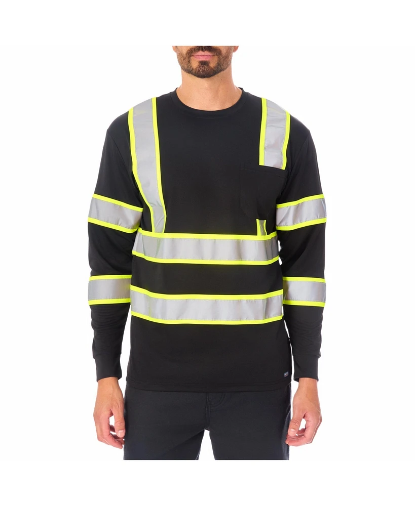 Smith's Workwear Men's Long Sleeve High-Visibility Reflective Safety Tee