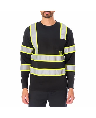Smith's Workwear Men's Long Sleeve High-Visibility Reflective Safety Tee