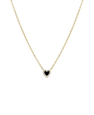 By Adina Eden Mini Pave Colored Gemstone Heart Pendant Necklace
