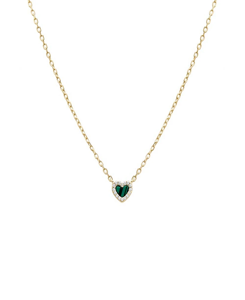By Adina Eden Mini Pave Colored Gemstone Heart Pendant Necklace