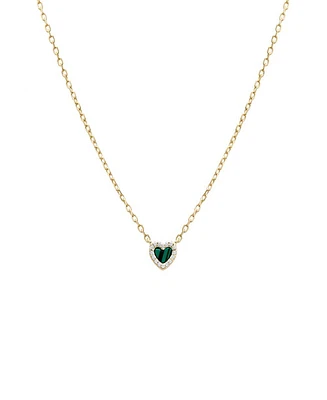 By Adina Eden Mini Pave Colored Gemstone Heart Pendant Necklace