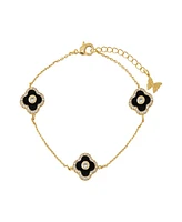 By Adina Eden Multi Pave Outlined Colored Stone Clover Bracelet