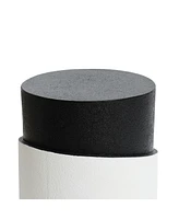 LuxenHome Modern Black and White Metal Round Side Table