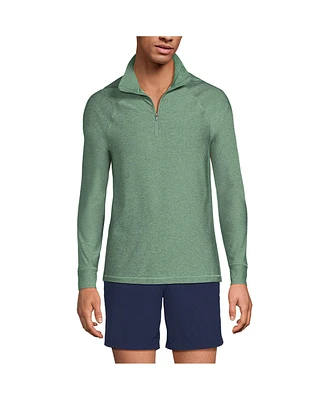 Lands' End Men's SunShade Upf 50 Cooling Quarter Zip Mock Neck Rash Guard Shirt