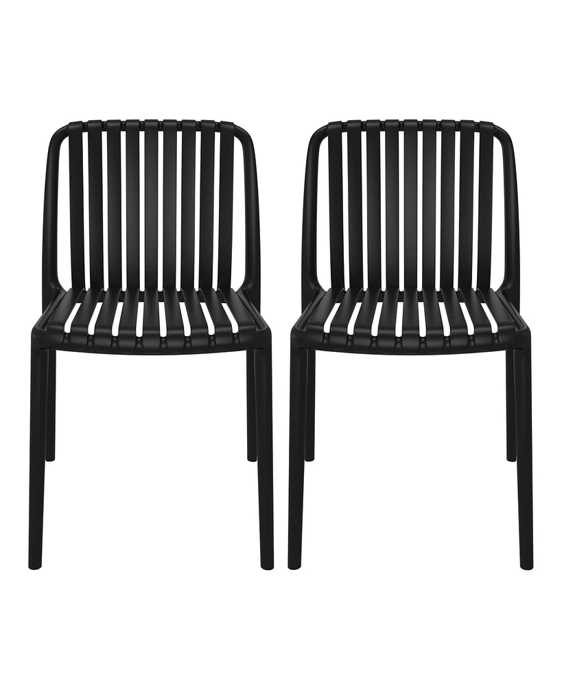 Outdoor Stackable Polypropylene Plastic Dining Side Chairs (Set of 2)
