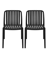 Outdoor Stackable Polypropylene Plastic Dining Side Chairs (Set of 2)