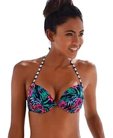 Lascana Women's Mix Print Push Up Bikini Swimsuit Top