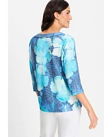 Olsen Women's Floral Rib Knit Jersey Top