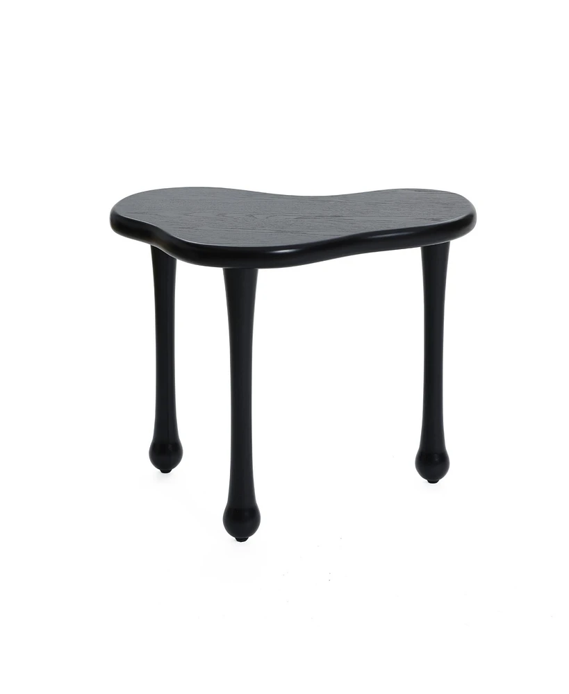 LuxenHome Black Wood Irregular Shape 19.9-Inch Tall Side Table