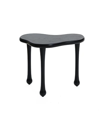 LuxenHome Black Wood Irregular Shape 19.9-Inch Tall Side Table