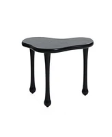 LuxenHome Black Wood Irregular Shape 19.9-Inch Tall Side Table