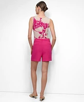 Dkny Women's Aero Crepe High Rise Pleated Shorts