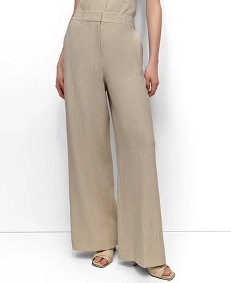 Dkny Women's Seersucker High Rise Wide-Leg Pants