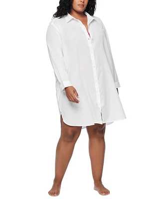 Lauren Ralph Plus Cotton Maxi Beach Shirtdress